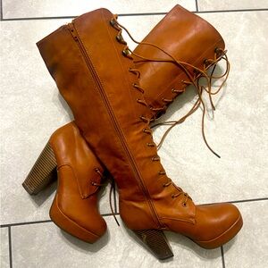 Just fab lace up heel boots